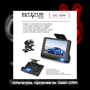 DASH Cam de 3 Cámaras DC 1019